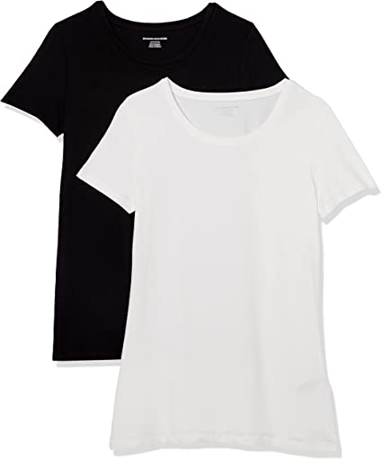 Photo 1 of Amazon Essentials Women's Classic-Fit Short-Sleeve Crewneck T-Shirt, Pack of 2 SIZE L