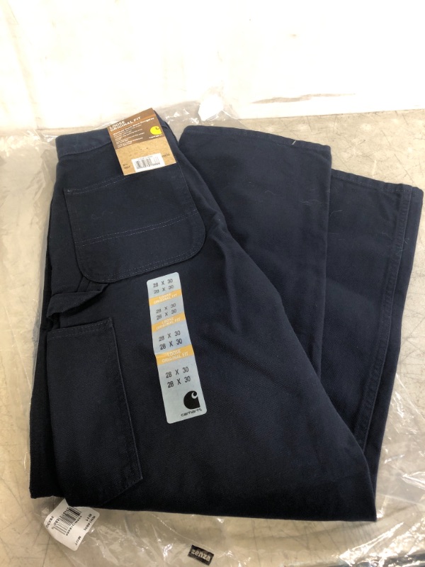 Photo 2 of Carhartt Men's Washed Duck Work Dungaree Pant, DARK BLUE, SIZE 28X30
