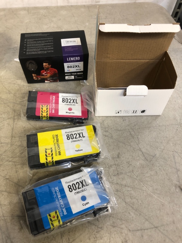 Photo 1 of LemeroUexpect Remanufactured Ink Cartridge Replacement for Epson 802 802XL T802XL for Workforce Pro WF-4730 WF-4734 WF-4740 WF-4720 EC-4020 EC-4030 EC-4040 Printer (Cyan, Magenta, Yellow, 3-Pack)
