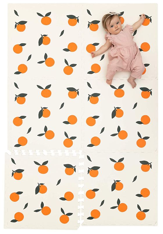 Photo 1 of Childlike Behavior Baby Play Mat - Extra Large, Non-Toxic Foam Play Mat with Soft Interlocking Floor Tiles 72x48 Inches - Baby Floor Mat for Infants, Toddlers and Kids (Oranges)
