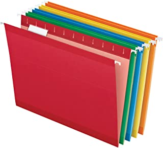 Photo 1 of Pendaflex Reinforced Hanging Folders, Letter Size, Assorted Colors (Green, Blue, Red, Yellow, Orange) 1/5 Cut, Tabs and Inserts, 25/Box (41522AMZ)
