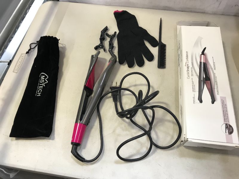 Photo 1 of MSTECH Hair Straightener and Curler 2 in 1 - Twisted Ceramic Flat Iron for Hair with Salon High Heat 450?- Hot Tool Curling Iron with Digital Display -Birthday Gifts for Women/Mom
