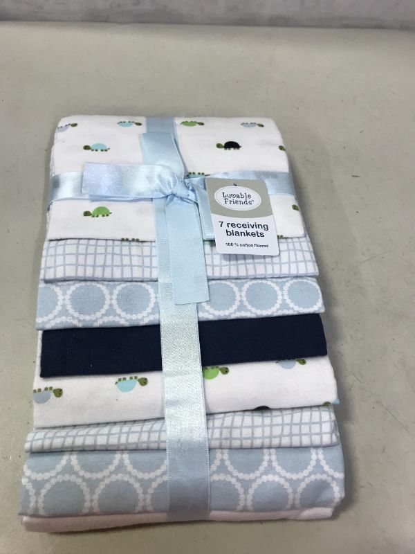 Photo 1 of Luvable Friends Unisex Baby Cotton Flannel Receiving Blankets Turtle 7-Pack, One Size