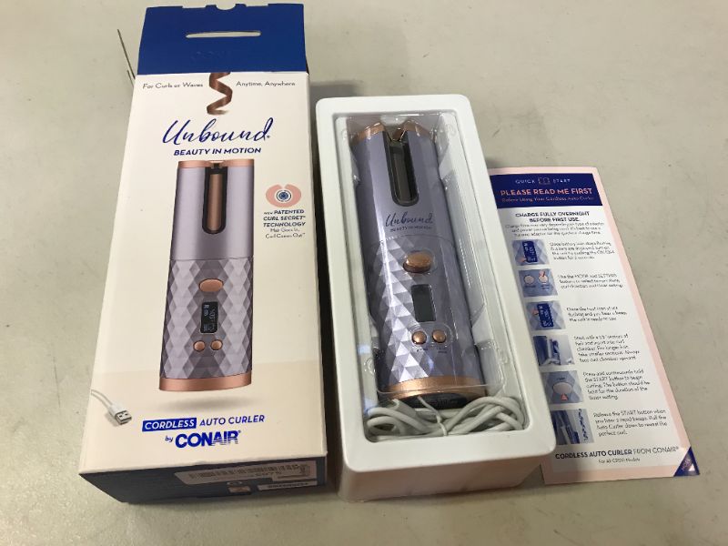 Photo 2 of Conair Unbound Cordless Auto Curler - Rechargeable Auto Curler For Curls or Waves
1 Count (Pack of 1) USED BUT LOOKS NEW 