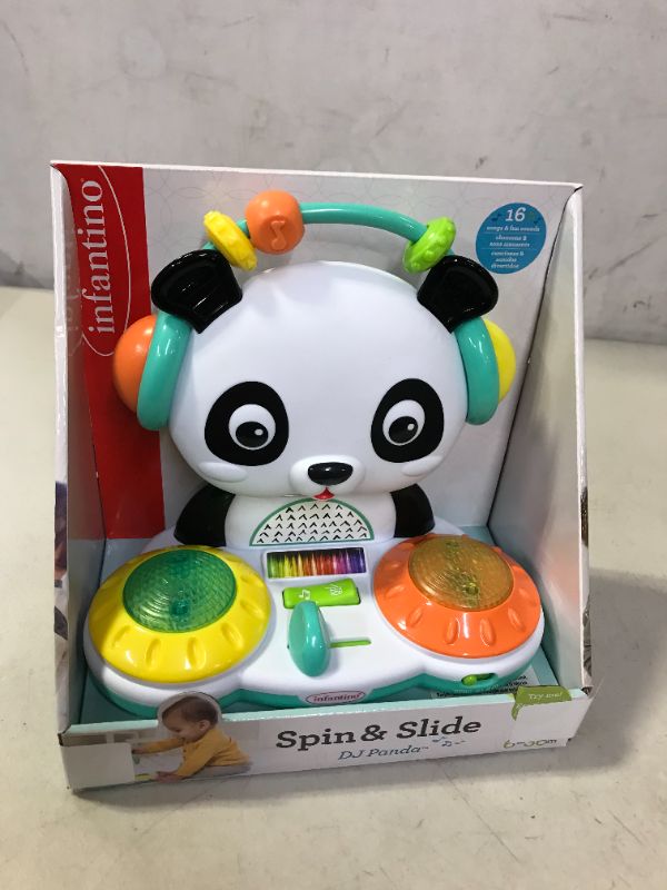 Photo 2 of Infantino Spin & Slide DJ Panda - Musical Toy with Busy Beads, Light-up Turntable Drums, Funky Beats, switches, Silly Songs and 2 Volume Settings, for Babies and Toddlers
1 Piece Set
