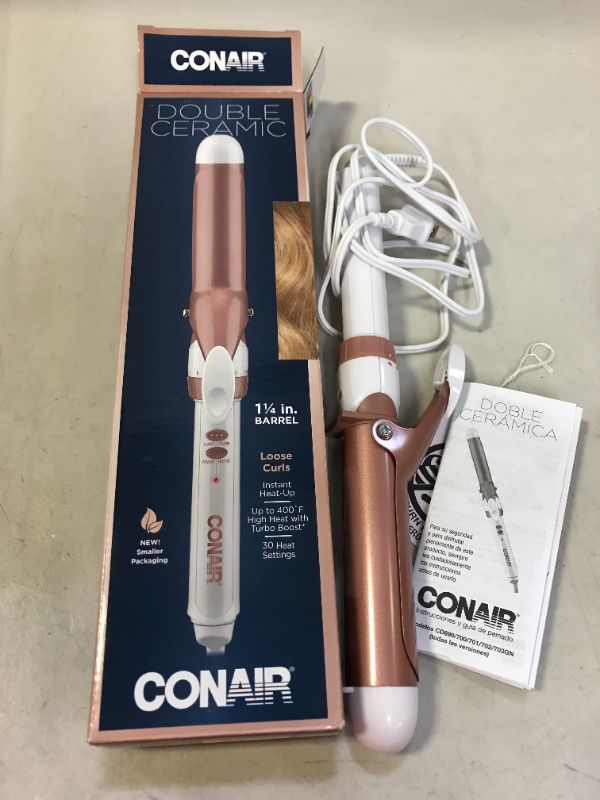 Photo 2 of Conair Double Ceramic 1 1/4-Inch Curling Iron, White/Rose Gold
1.25 Inch (Pack of 1)