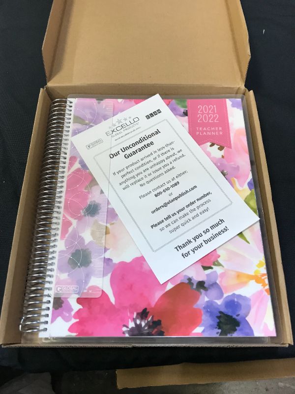 Photo 2 of Deluxe 2021-2022 Dated Teacher Planner: 8.5"x11" Includes 7 Periods, Page Tabs, Bookmark, Planning Stickers, Pocket Folder Daily Weekly Monthly Planner Yearly Agenda (Spring Floral)
