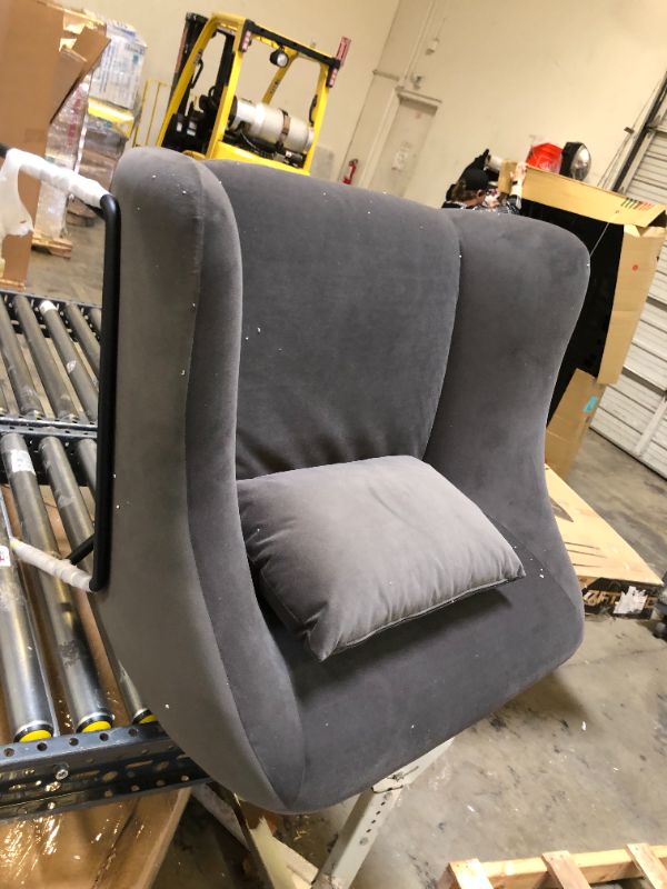 Photo 3 of Armen Living Karen Grey Velvet Black Accent Chair
