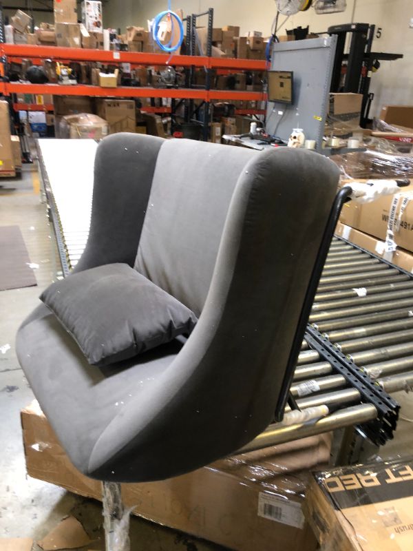 Photo 2 of Armen Living Karen Grey Velvet Black Accent Chair
