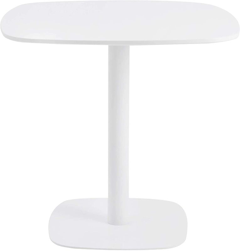 Photo 1 of ?Roomnhome? Self-Assembly 31.5'' X 31.5'' Square Table, Sturdy décor Table with a Combination of Iron Frame and 0.7'' Thickness MDF top White Square Table
