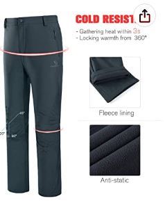 Photo 1 of CAMEL CROWN Womens Softshell Pants Fleece Lined Waterproof Windproof Ski Snow Insulated Hiking Hunting Trousers   XXL
