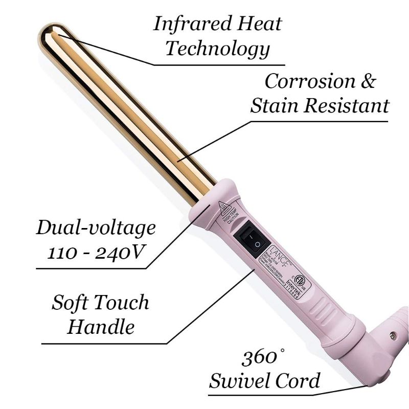 Photo 1 of L'ange Hair Ondulé Curling Wand - Blush 25mm | Tourmaline-Infused, Titanium and Ceramic Curling Wand | Salon-Quality Styling, Professional Hair Tools | Soft, Shiny, Frizz-Free, Long Lasting Curls
