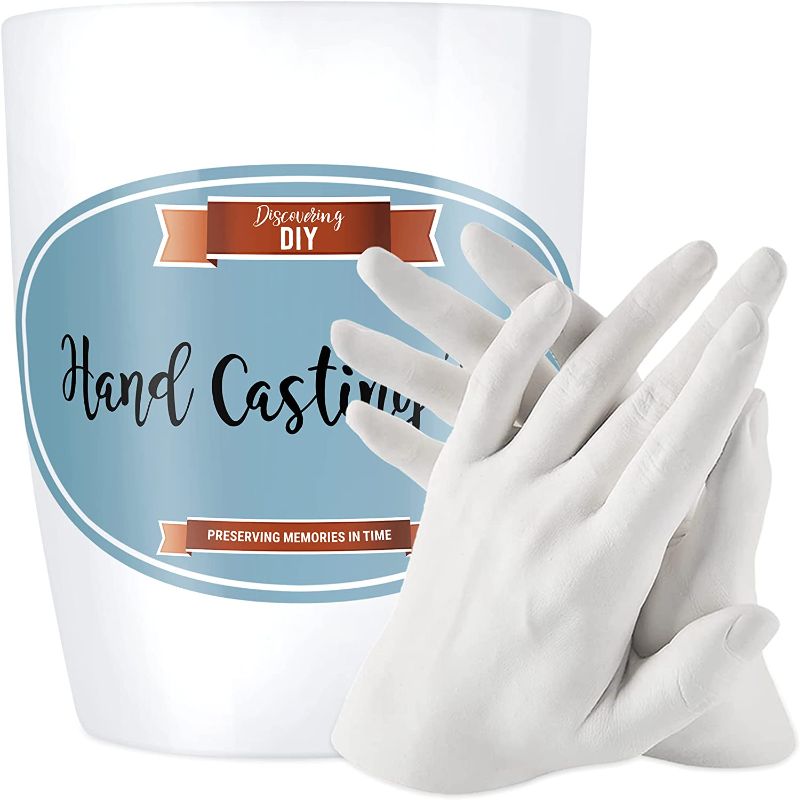 Photo 1 of Discovering DIY Hand Casting Kit - Couples Gifts for Him or Her, Kids and Family Gifts & DIY Craft Kits for Adults - Plaster Hand Mold Kit w/Gloves, Paints & Tools
