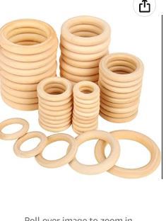 Photo 1 of Bestsupplier 50 Pcs Unfinished Solid Wooden Rings for Craft, Ring Pendant and Connectors Jewelry Making, 5 Size

