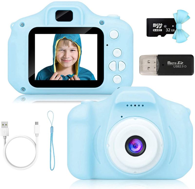 Photo 1 of Kids Camera for Boys and Girls, Digital Camera Toy Gifts Ideas for Birthday and Christmas,Rechargeable Kids Video Camera Recorder,Portable Toy for Age 2 to 10 Years Old with 32GB Memory Card (Blue)…
