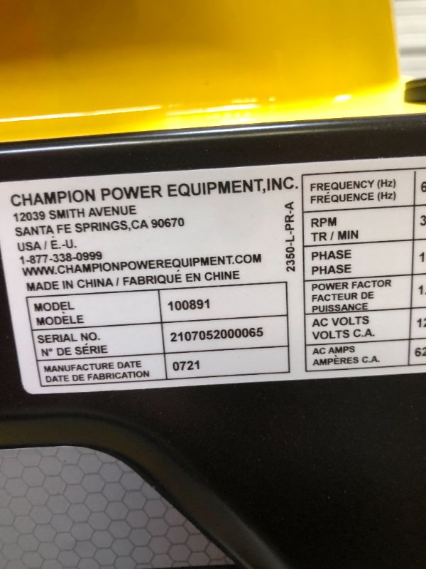 Photo 2 of Champion Power Equipment 100891 9375/7500-Watt Dual Fuel Portable Generator, Electric Start
