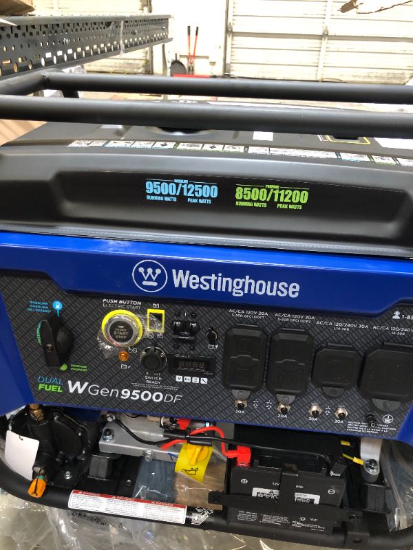 Photo 10 of Westinghouse Outdoor Power Equipment WGen9500DF Dual Fuel Portable Generator 9500 Rated and 12500 Peak Watts Gas or Propane Powered, Electric Start, Transfer Switch & RV Ready CARB Compliant
