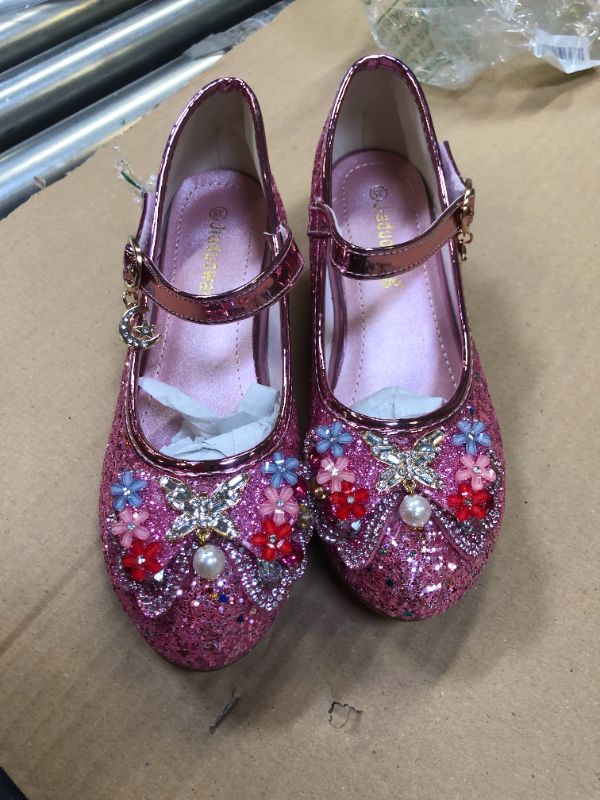 Photo 1 of YING LAN Girl's Princess Cosplay Performance Shoes Sequins Wedding Party Dress Shoes Low Heeled Mary Jane size 035
