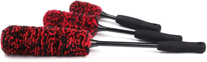 Photo 1 of brushdepot Car Wheel Cleaning Brush 3-Piece Kit – tire woolies Wheel/Rim Brush (3 Brushes) (red)
