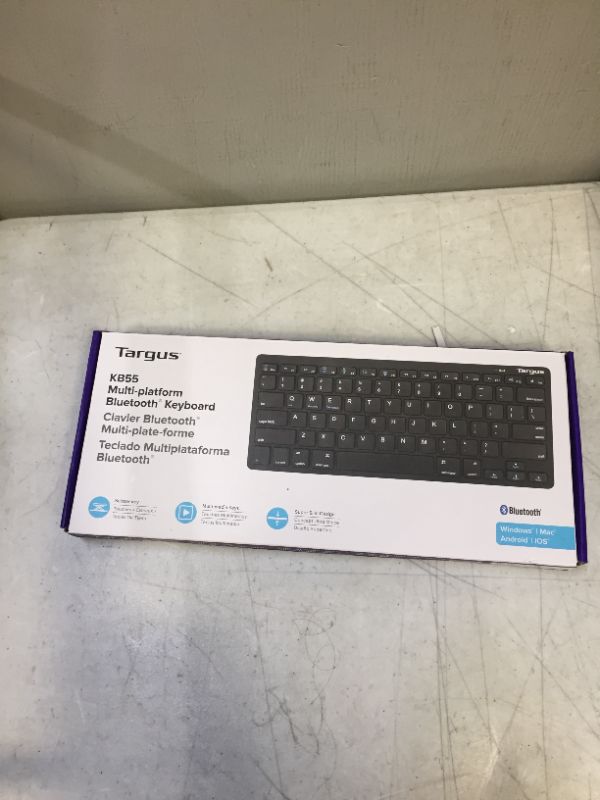 Photo 5 of Targus Multi-Platform Bluetooth Keyboard Slim Compact Design with Scissor Switch Keys, Battery Life Indicator Compatible with Windows, Mac, iOS and Android, Black (AKB55TT)
(missing a key)