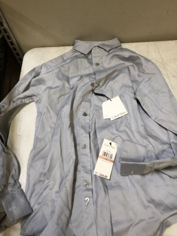 Photo 2 of Calvin Klein Boys' Button Down Shirts LT - Light Gray Button-up - Boys
Size: 12
