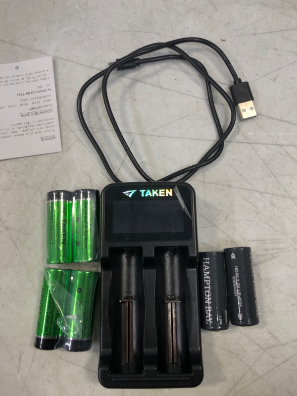 Photo 3 of 18500 Batteries with Charger, TAKEN IMR 18500 1500mAh 3.7V Li-ion Rechargeable Battery with Button Top, 4 Pack 18500 Rechargeable Battery with 2-Ports Charger
