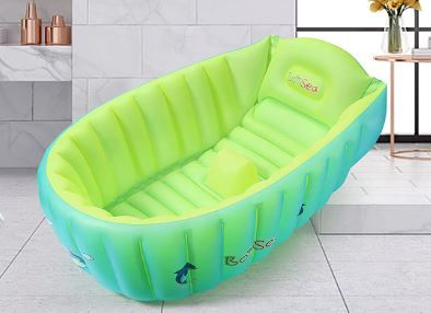Photo 1 of Boysea Inflatable Baby Bathtub with Air Pump, Bathtub Seat with Anti-Sliding Saddle Horn for Newborn to Toddler, Portable Travel Shower Basin with Back Support, Deflates and Folds Easily
