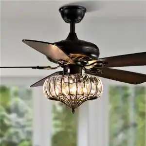 Photo 1 of 52 in. Indoor Black Ceiling Fan with Light and Remote
