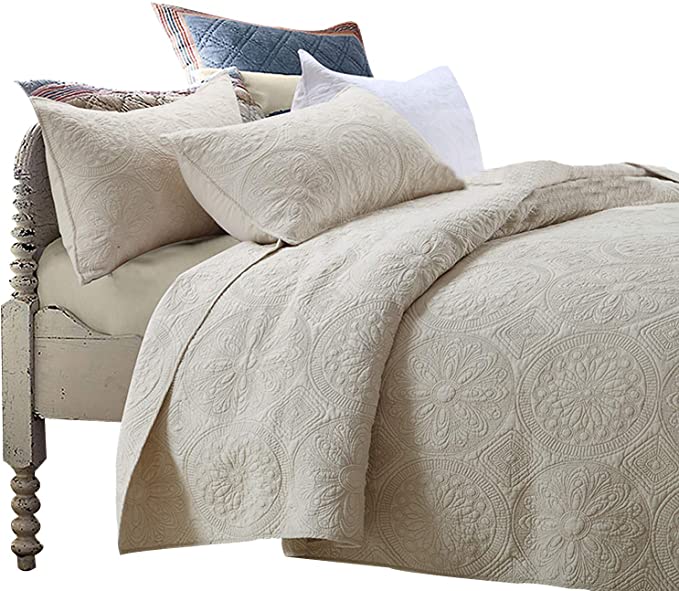 Photo 1 of Brandream Luxury Beige Bedding Set 3 Piece Oversized Bedspread Quilt 