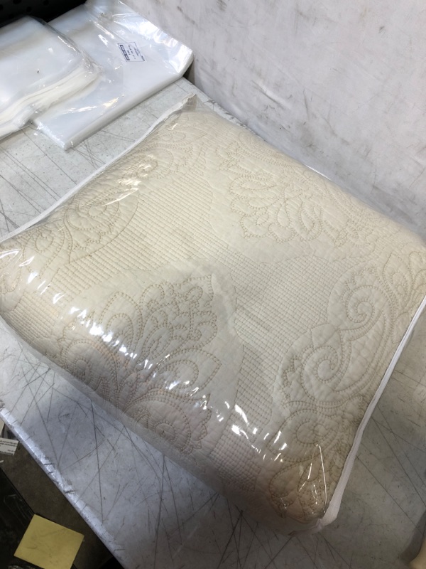 Photo 2 of Brandream Luxury Beige Bedding Set 3 Piece Oversized Bedspread Quilt 