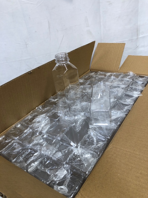 Photo 2 of 10 oz Plastic Juice Bottles Clear Empty 120 Pk Bulk Reusable Disposable Tamper Proof Lids Milk Containers