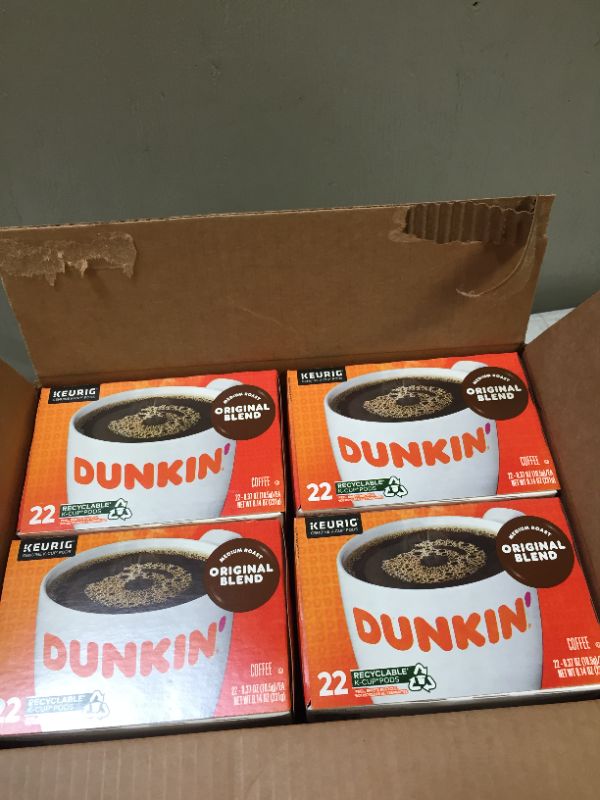 Photo 5 of Dunkin' Original Blend Medium Roast Coffee, 22 Keurig K-Cup Pods (4 boxes of 22)
EXP APR 15 2022 (factory sealed)