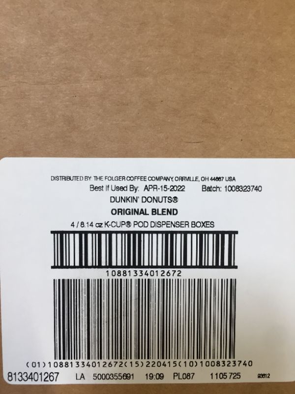 Photo 1 of Dunkin' Original Blend Medium Roast Coffee, 22 Keurig K-Cup Pods (4 boxes of 22)
EXP APR 15 2022 (factory sealed)