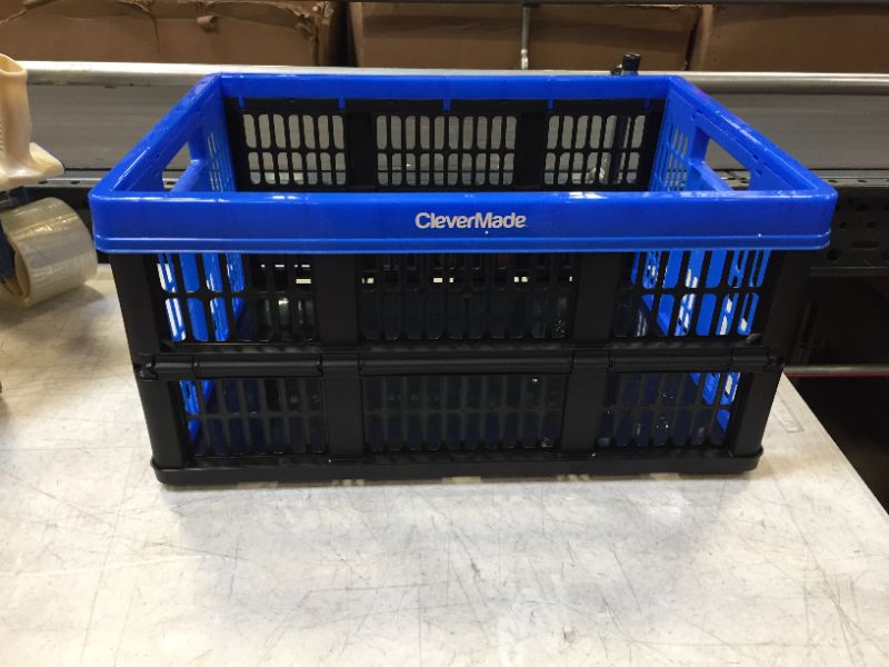 Photo 2 of  Collapsible Storage Bins, Plastic Folding Stackable Utility Containers for Home and Garage Organization, CleverCrates, Royal Blue  1PIECE