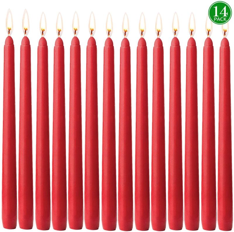 Photo 1 of YYCH 14 pcs Unscented Red Taper Candle 7.5 inches tall