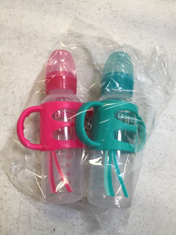Photo 5 of Dr. Brown's Milestones Transition Sippy Bottle with Silicone Handles - Pink/Turquoise - 8oz - 2pk - 6m+
