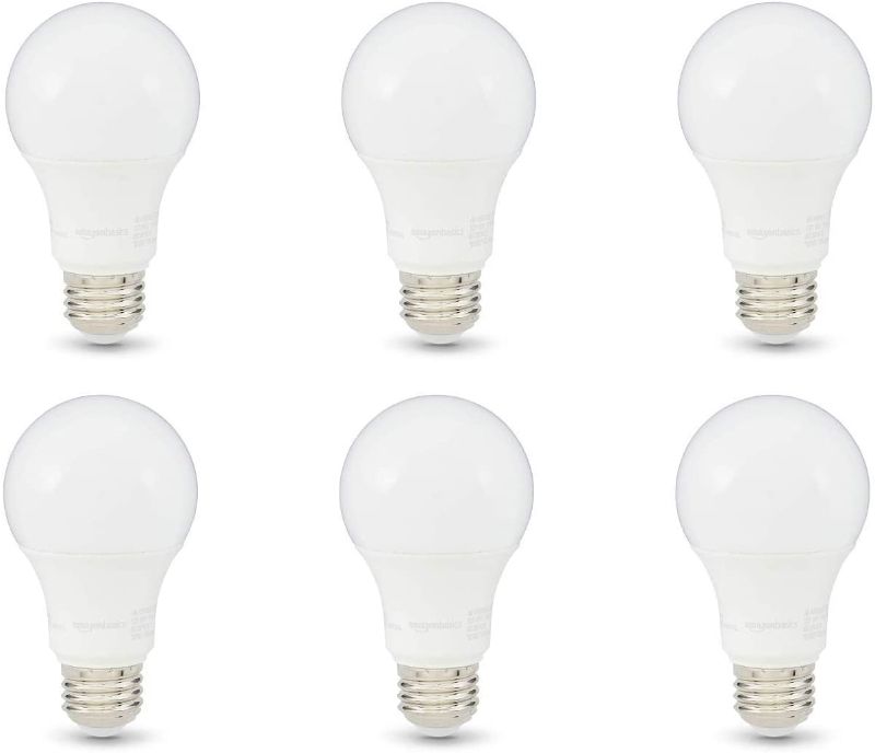 Photo 1 of Amazon Basics 75W Equivalent, Soft White, Dimmable, 10,000 Hour Lifetime, A19 LED Light Bulb | 6-Pack
