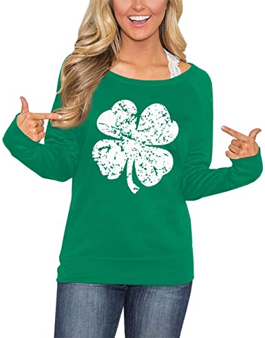 Photo 1 of - SIZE Medium- For G and PL Women's St. Patrick's Day Green Long Sleeve Sweatshirt
