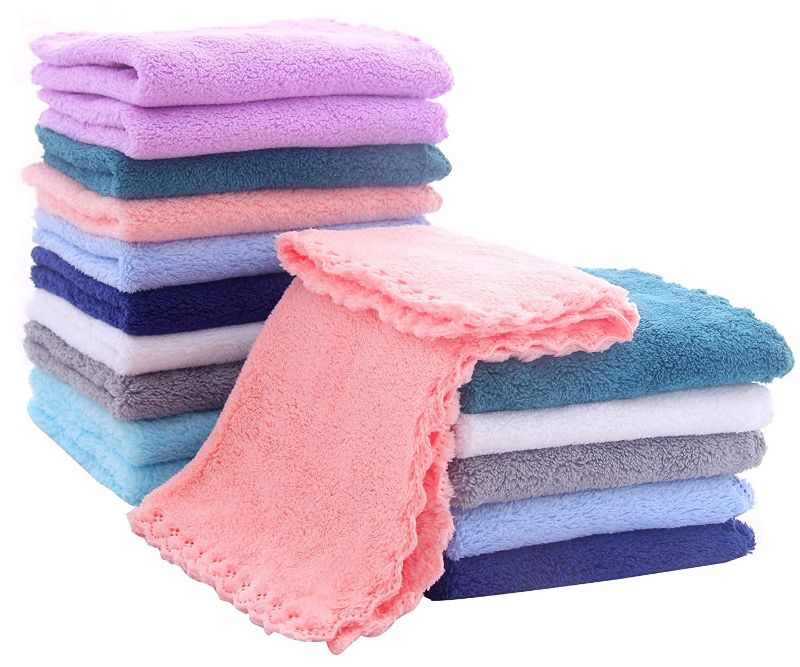 Photo 1 of 16 Pack Washcloths - Luxury Multicolor Coral Fleece - Extra Absorbent and Soft Wash, Suitable for Sensitive Skin and New Born - Baby Shower
