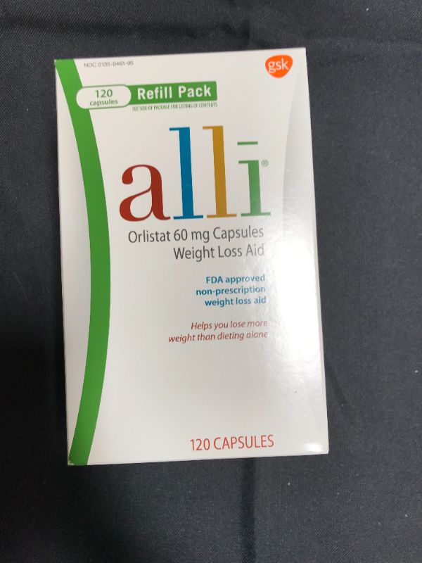 Photo 2 of alli Weight Loss Diet Pills, Orlistat 60 mg Capsules, Non Prescription Weight Loss Aid, 120 Count Refill Pack ( EXP: 02/2024 ) 
