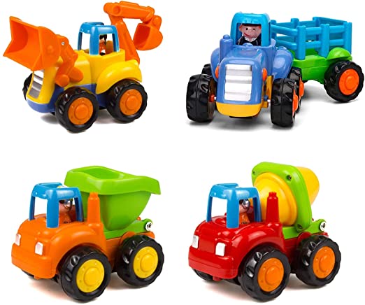 Photo 1 of Friction Powered Cars Push and Go Trucks Construction Vehicles Toys Set of Tractor Bulldozer Dump Truck Cement Mixer for Baby Toddlers Infants Boys Gifts
