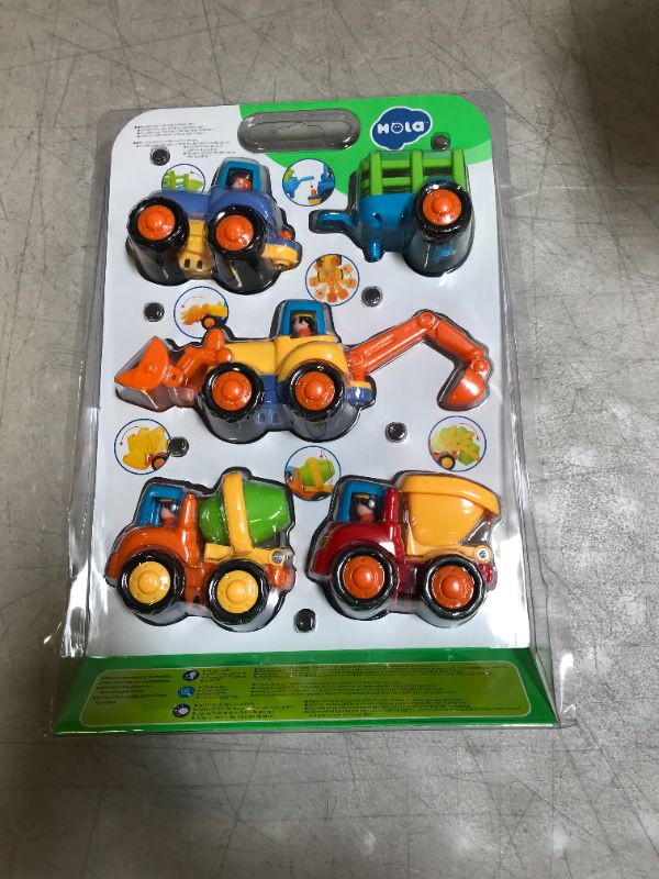 Photo 3 of Friction Powered Cars Push and Go Trucks Construction Vehicles Toys Set of Tractor Bulldozer Dump Truck Cement Mixer for Baby Toddlers Infants Boys Gifts
