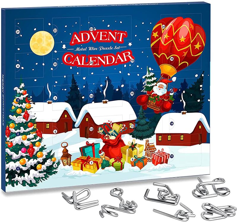 Photo 1 of Advent Calendar 2021 - Christmas Countdown Calendar Gift Box with 24 Brain Teaser Puzzles Toys for Xmas Countdown Holiday Kids Adults Challenge
