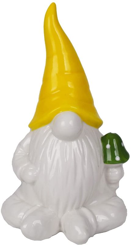 Photo 1 of  Lighted Ceramic Gnome Tabletop with LED Lights, Home Tabletop Ornaments Christmas Gnome Decor Handmade Table Gnome Light up with Yellow Hat, Table Housewarming Present Holiday Decor…
