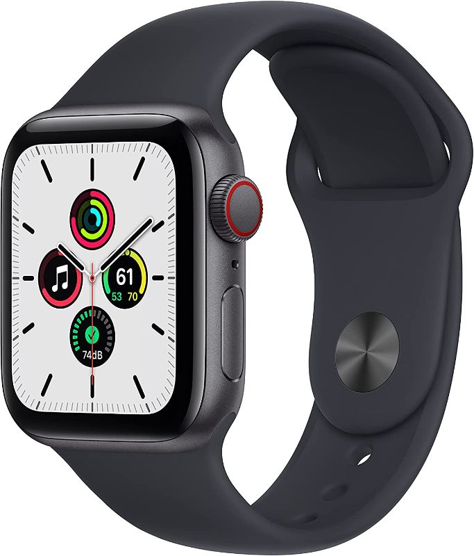 Photo 1 of Apple Watch SE [GPS + Cellular 40mm] Smart Watch w/ Space Grey Aluminium Case with Midnight Sport Band. Fitness & Activity Tracker, Heart Rate Monitor, Retina Display, Water Resistant
