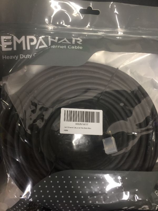 Photo 1 of Empanar Cat8 Ethernet Cable 100 ft Black Shielded 26AWG Long Ethernet Cord High Speed Patch RJ45 Cat 8 Internet Cable 40Gbps 2000Mhz Lastest Gigabit LAN Cables for Router Gaming Modem PS5 Xbox
