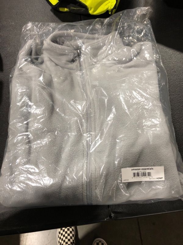Photo 2 of Amazon Essentials Men's Full-Zip Polar Fleece Jacket Polyester Light Grey, Size Large
