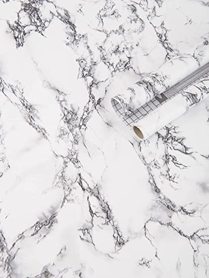 Photo 1 of Art3d 120"x17.3" Self-Adhesive Wallpaper, Peel and Stick Grey Marble Paper, Matt 