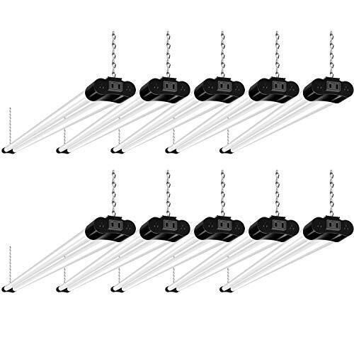 Photo 1 of 10 Pack 4FT Linkable LED Shop Light, Utility Shop Light Fixture, 4400lm, Black
