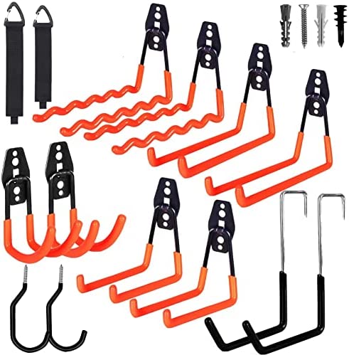 Photo 1 of 14 Pack Garage Hooks Heavy Duty with Extension Cord Organizer & Rafter Bike Hooks, Tool Gifts for Men, Garage Wall Hooks for Hanging Ladders,Bikes,Ropes and More Equipment